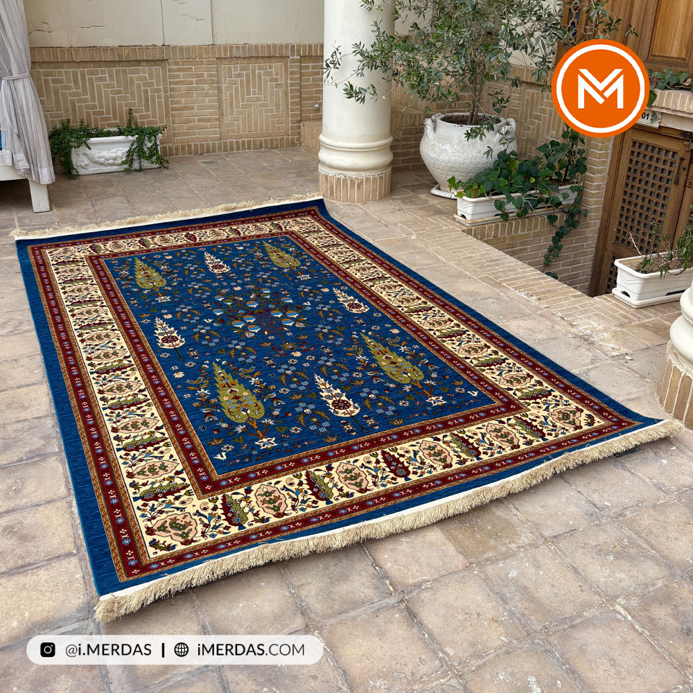 فرش گبه کد 115 قشقایی زمینه آبی نفتی